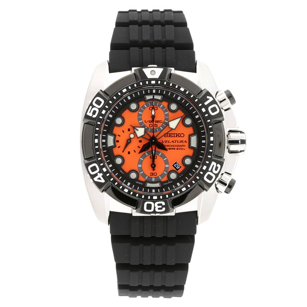 Seiko Men's SNDA63 Velatura Orange Dial Rubber Strap Watch